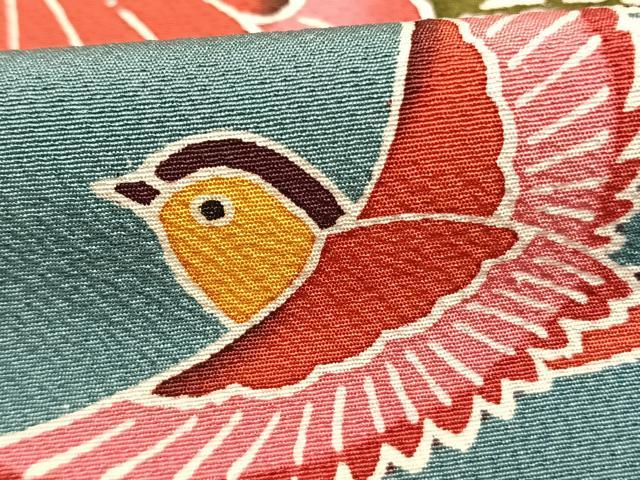 平和屋着物●豪華振袖 紅型 花鳥文 暈し染め 正絹 逸品 AABJ4733fy