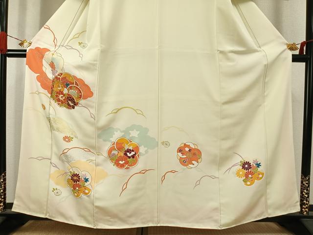 平和屋着物●銀座 志ま亀 訪問着 駒刺繍 草花文 金銀彩 正絹 逸品 AABJ4735fy