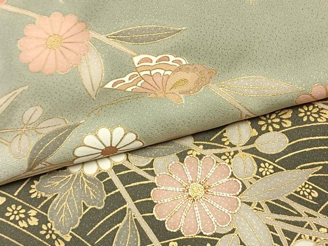 平和屋着物●訪問着 駒刺繍 花蝶文 暈し染め 金彩 正絹 逸品 AABJ4736fy