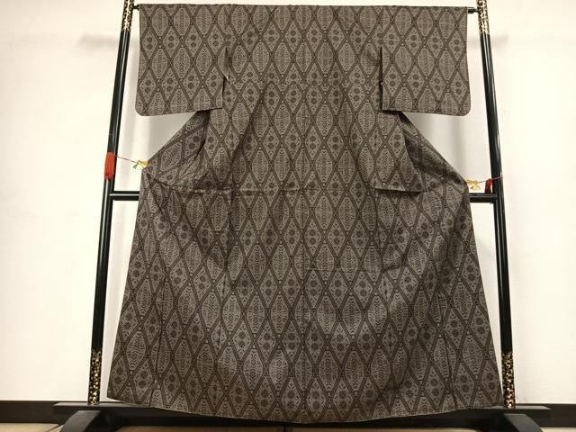 平和屋着物●本場大島紬 7マルキ 幾何学文様 正絹 逸品 AABJ4737fy