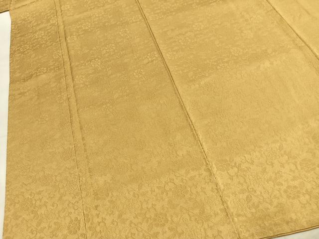 平和屋着物●ファッションブランド CELINE セリーヌ 色無地 花唐草地紋 黄朽葉色 正絹 逸品 未使用 AABJ4746fy