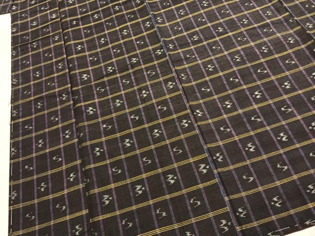 平和屋着物●本場琉球絣 紬 正絹 逸品 未使用 AABJ4748fy