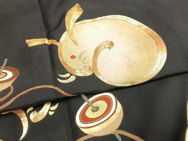 平和屋着物●豪華黒留袖 駒刺繍 兎 駒 金彩 正絹 逸品 未使用 AABJ4756fy