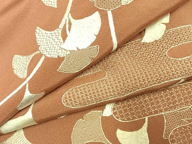 平和屋着物●訪問着 中国三大刺繍 汕頭刺繍 スワトウ刺繍 蘇州刺繍 総刺繍 銀杏 暈し染め 正絹 逸品 AABJ4783fy