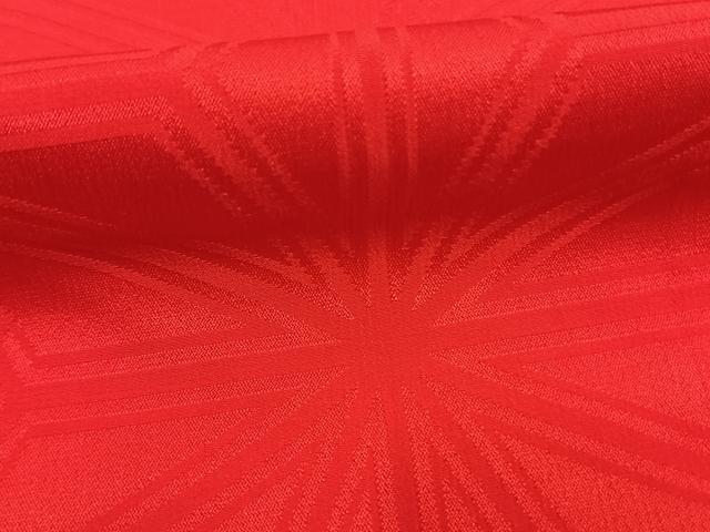 平和屋着物●豪華振袖 色無地 麻の葉地紋 紅緋色 正絹 逸品 AABJ4784fy