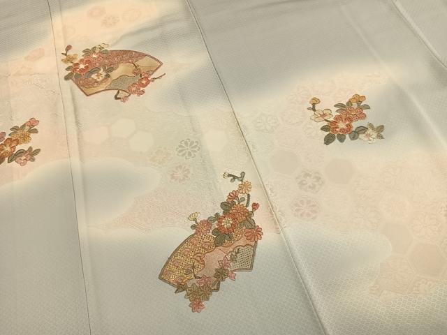 平和屋着物●訪問着 中国三大刺繍 汕頭刺繍 スワトウ刺繍 総刺繍 地紙花文 暈し染め 正絹 逸品 AABJ4785fy