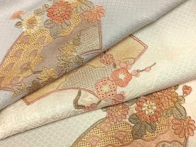 平和屋着物●訪問着 中国三大刺繍 汕頭刺繍 スワトウ刺繍 総刺繍 地紙花文 暈し染め 正絹 逸品 AABJ4785fy