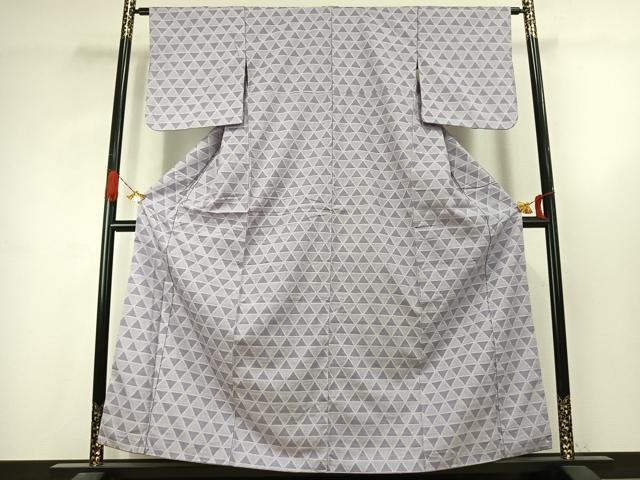 平和屋着物●上質な紬 幾何学文様 正絹 逸品 AABJ4786fy
