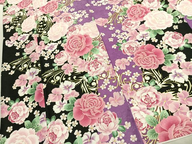 平和屋着物●小振袖 二尺袖 草花文 洗える着物 AABJ4790fy