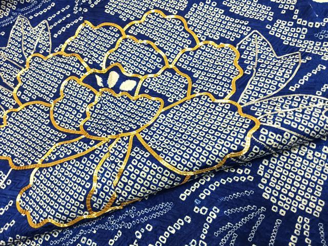 平和屋着物●豪華振袖 駒刺繍 絞り 草花文 正絹 逸品 AABJ4791fy