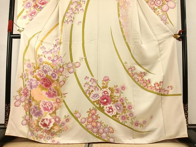平和屋着物●豪華振袖 草花文 正絹 逸品 AABJ4792fy