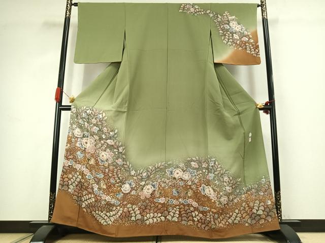 平和屋着物●越後十日町の一流染匠 桐屋・翠山工房 訪問着 絞り 辻が花 暈し染め 正絹 逸品 未使用 AABJ4794fy