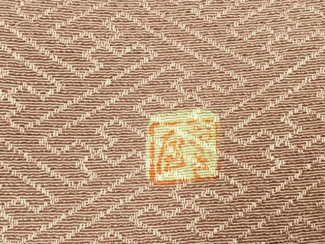 平和屋着物●上質な色無地 紗綾形地紋 薄柿色 正絹 逸品 AABJ4795fy