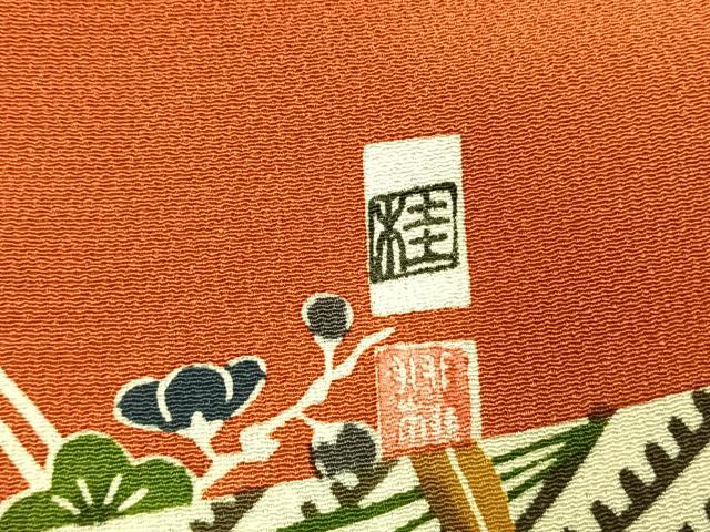 平和屋着物●江戸紅型 五味桂子 訪問着 風景花鳥文 鬼しぼ縮緬 正絹 逸品 未使用 AABJ4796fy