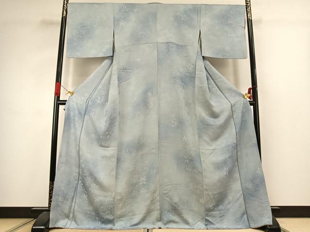 平和屋着物●上質な小紋 地紋起こし 枝花文 暈し染め 正絹 逸品 AABJ4797fy
