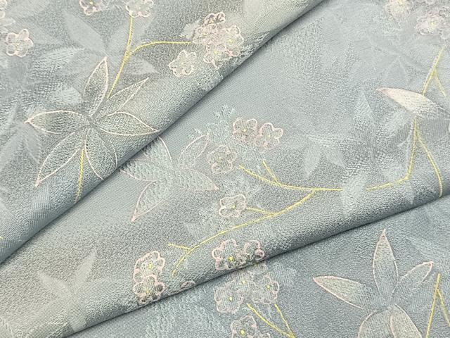平和屋着物●上質な小紋 地紋起こし 枝花文 暈し染め 正絹 逸品 AABJ4797fy