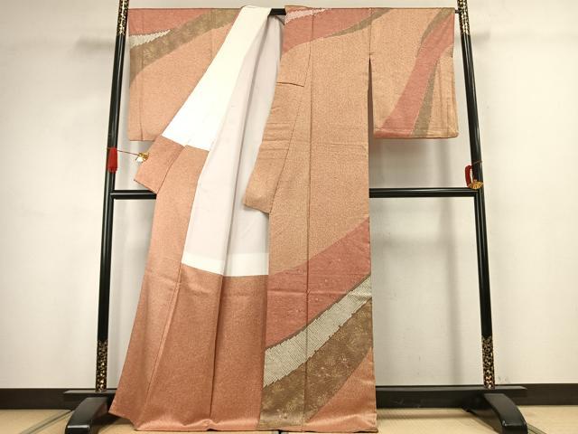 平和屋着物●訪問着 絞り 刺繍 草花文 金彩 正絹 逸品 未使用 AABJ4798fy
