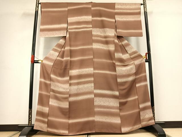 平和屋着物●上質な小紋 横段舞葉文 暈し染め まるやま扱い 正絹 逸品 AABJ4800fy