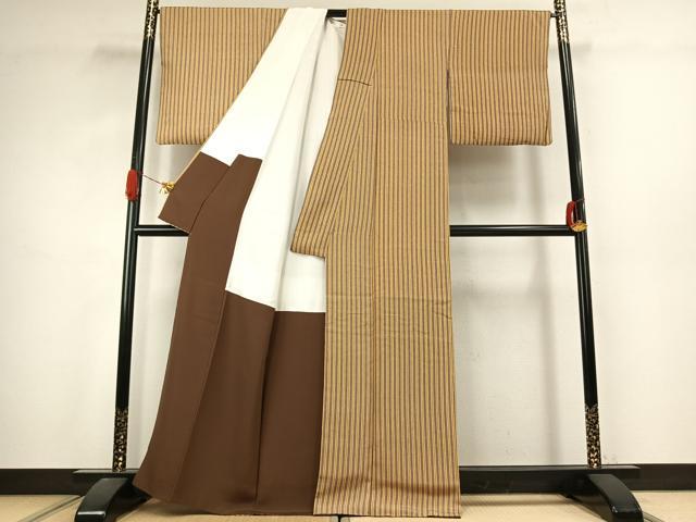 平和屋着物●江戸小紋 縞 正絹 逸品 AABJ4801fy