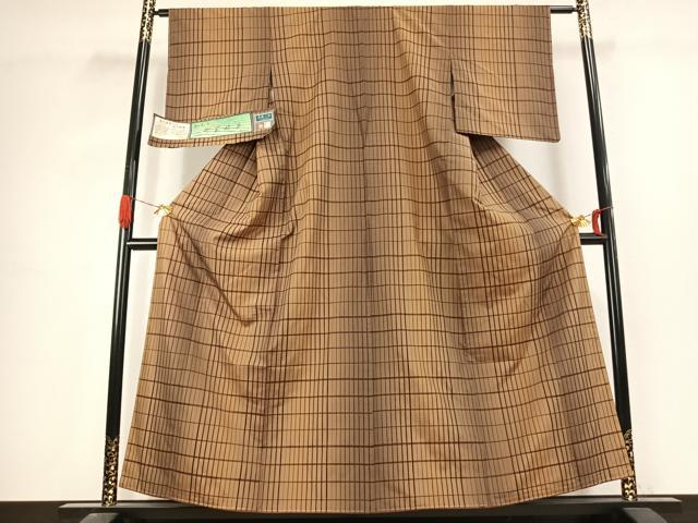 平和屋着物●上質な紬 吉野間道 鈴乃屋扱い 反端付き 正絹 逸品 未使用 AABJ4803fy