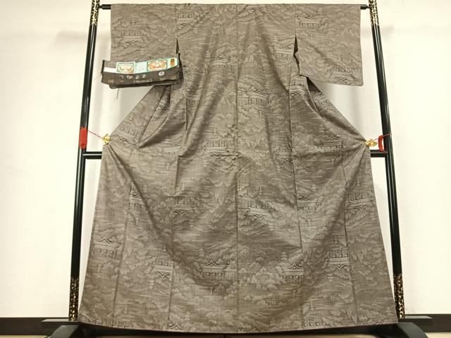 平和屋着物●本場大島紬 9マルキ 古代染色 純泥染 まきぬし 風景文 さが美扱い 証紙付き 正絹 逸品 未使用 AABJ4804fy
