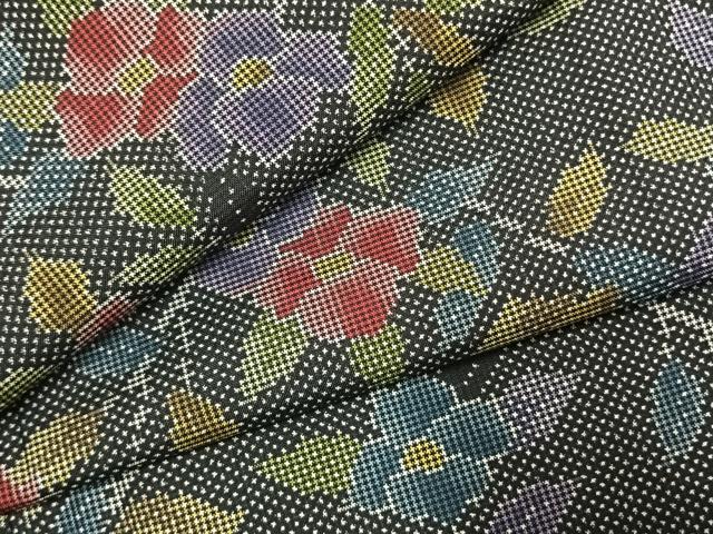 平和屋着物●本場大島紬 7マルキ 草花文 正絹 逸品 AABJ4825fy