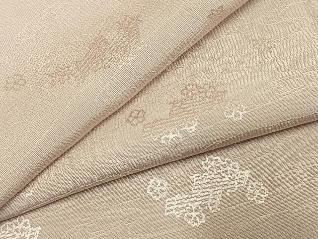平和屋着物●上質な色無地 舞花地紋 灰桜色 正絹 逸品 AABJ4828fy
