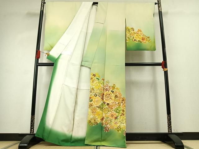 平和屋着物●訪問着 作家物 手描き 舞花文 暈し染め 正絹 逸品 AABJ4830fy