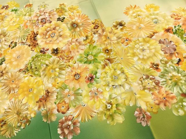 平和屋着物●訪問着 作家物 手描き 舞花文 暈し染め 正絹 逸品 AABJ4830fy