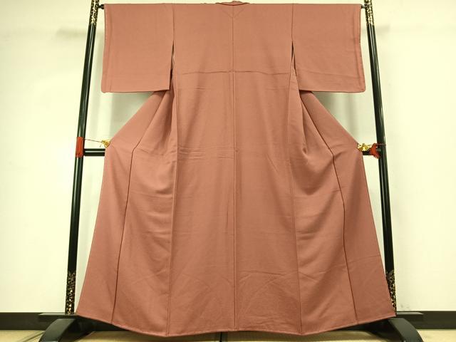 平和屋着物●上質な色無地 紋意匠 真赭色 正絹 逸品 未使用 AABJ4831fy