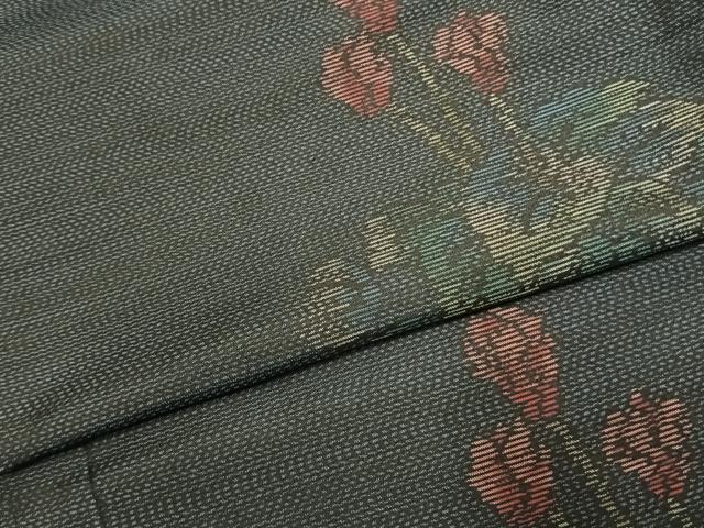 平和屋着物●本場大島紬 草花文 正絹 逸品 AABJ4832fy