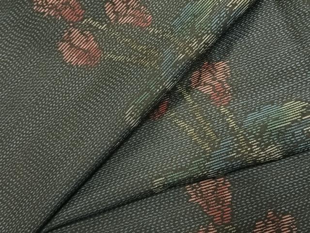 平和屋着物●本場大島紬 草花文 正絹 逸品 AABJ4832fy