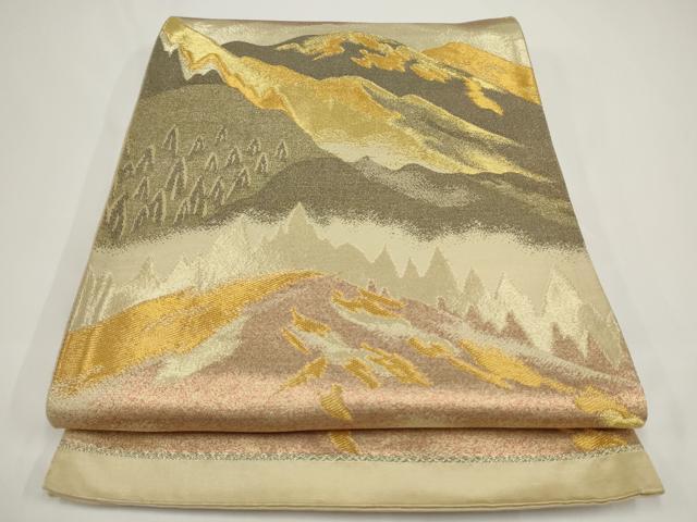 平和屋着物◎六通柄袋帯 風景文 金糸 正絹 逸品 AABJ4847pf