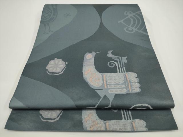 平和屋着物◎六通柄 本袋帯 花鳥文 正絹 逸品 AABJ4856pf
