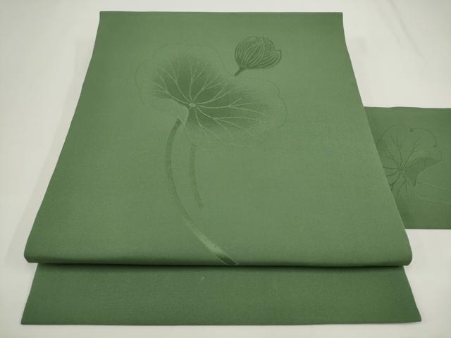 平和屋着物◎塩瀬 九寸名古屋帯 草花地紋 岩井茶色 正絹 逸品 AABJ4859pf