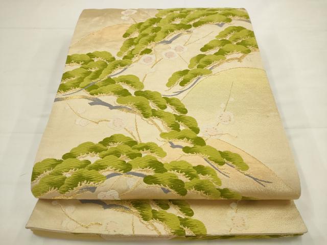 平和屋着物◎六通柄袋帯 唐織 重山風景文 金糸 正絹 逸品 AABJ4876pf