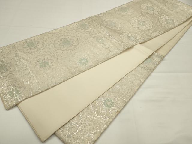 平和屋着物◎六通柄袋帯 唐織 飾花文 銀糸 正絹 逸品 AABJ4905pf