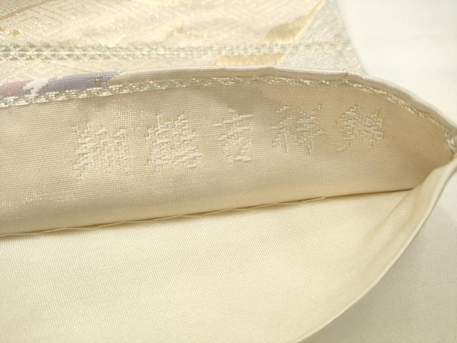 平和屋着物◎六通柄袋帯 唐織 翔鶴吉祥錦 プラチナ箔 正絹 逸品 AABJ4907pf
