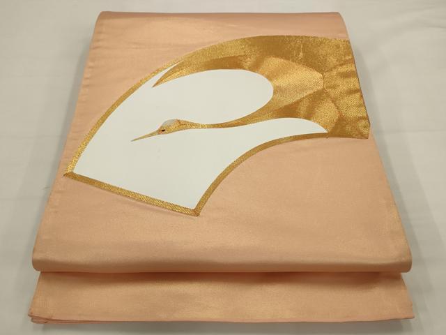 平和屋着物◎太鼓柄袋帯 駒刺繍 飛鶴文 正絹 逸品 AABJ4917pf