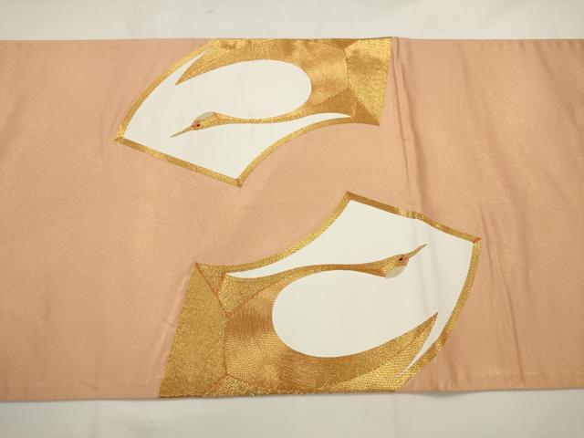 平和屋着物◎太鼓柄袋帯 駒刺繍 飛鶴文 正絹 逸品 AABJ4917pf