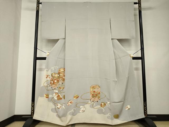 平和屋着物●京都の和装業の老舗一門 千切屋 色留袖 駒刺繍 貝桶花文 金彩 正絹 逸品 AABJ4930ck