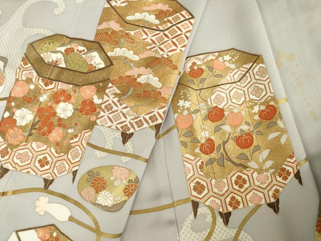 平和屋着物●京都の和装業の老舗一門 千切屋 色留袖 駒刺繍 貝桶花文 金彩 正絹 逸品 AABJ4930ck