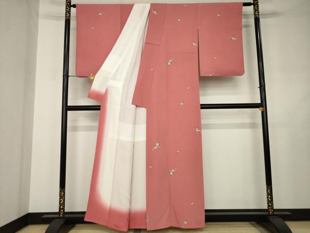 平和屋着物●京加賀友禅 百貫達雄 小紋 舞花文 正絹 逸品 AABJ4932ck