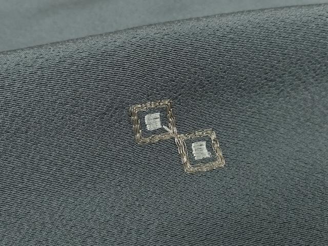 平和屋着物●上質な小紋 総刺繍 幾何学文様 正絹 逸品 AABJ4934ck