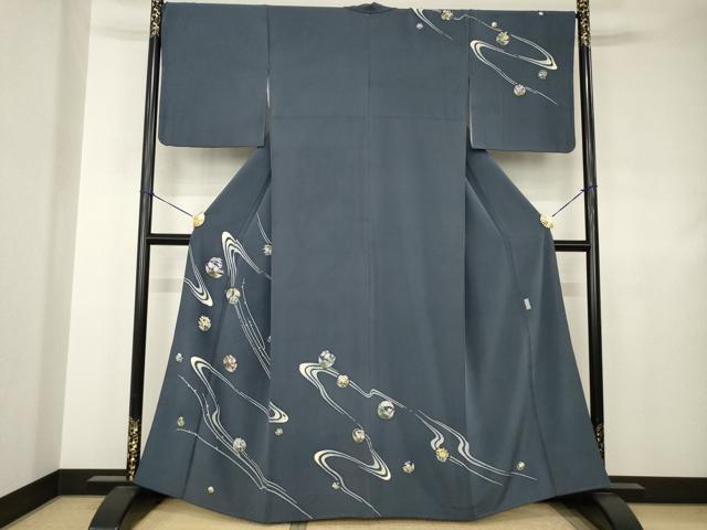 平和屋着物●本加賀友禅作家 松井眞夫 訪問着 花丸文 正絹 逸品 AABJ4940ck