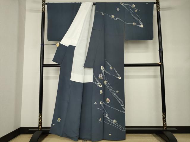 平和屋着物●本加賀友禅作家 松井眞夫 訪問着 花丸文 正絹 逸品 AABJ4940ck