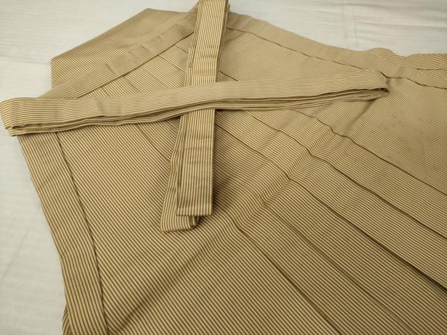 平和屋着物●男性 人間国宝 甲田綏郎 精好仙台平 馬乗り袴 縞 正絹 逸品 AABJ4943ck