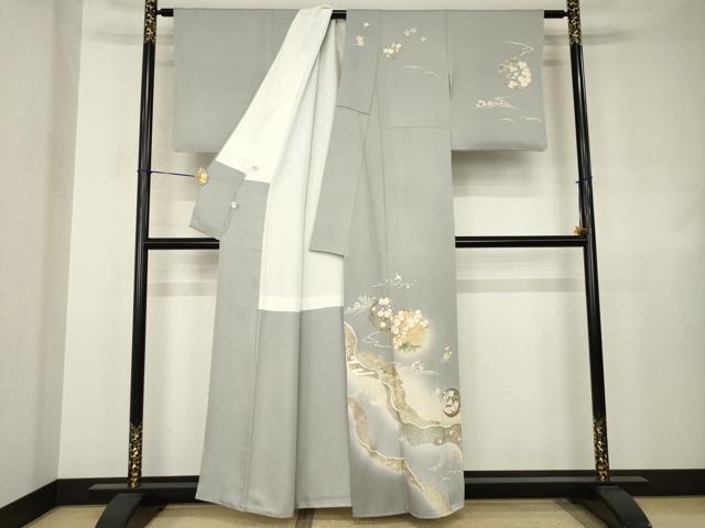 平和屋着物●訪問着 駒刺繍 花丸文 暈し染め 金彩 正絹 逸品 AABJ4952ck