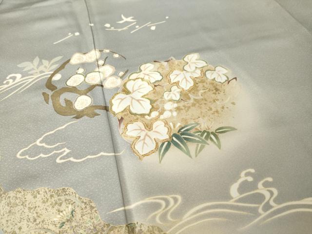 平和屋着物●訪問着 駒刺繍 花丸文 暈し染め 金彩 正絹 逸品 AABJ4952ck