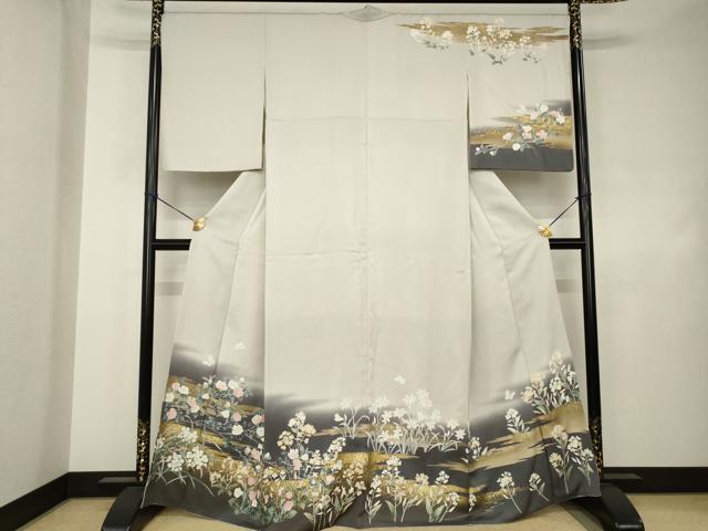 平和屋着物●訪問着 草花文 暈し染め 金彩 正絹 逸品 AABJ4956ck